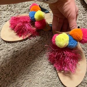 Size 6 Rebecca Minkoff pom pom sandals